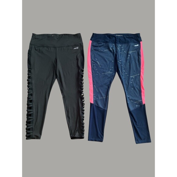 Avia Leggings Women’s Size L Lot of 2 Workout Athletic Black & Navy Pink - Picture 1 of 6